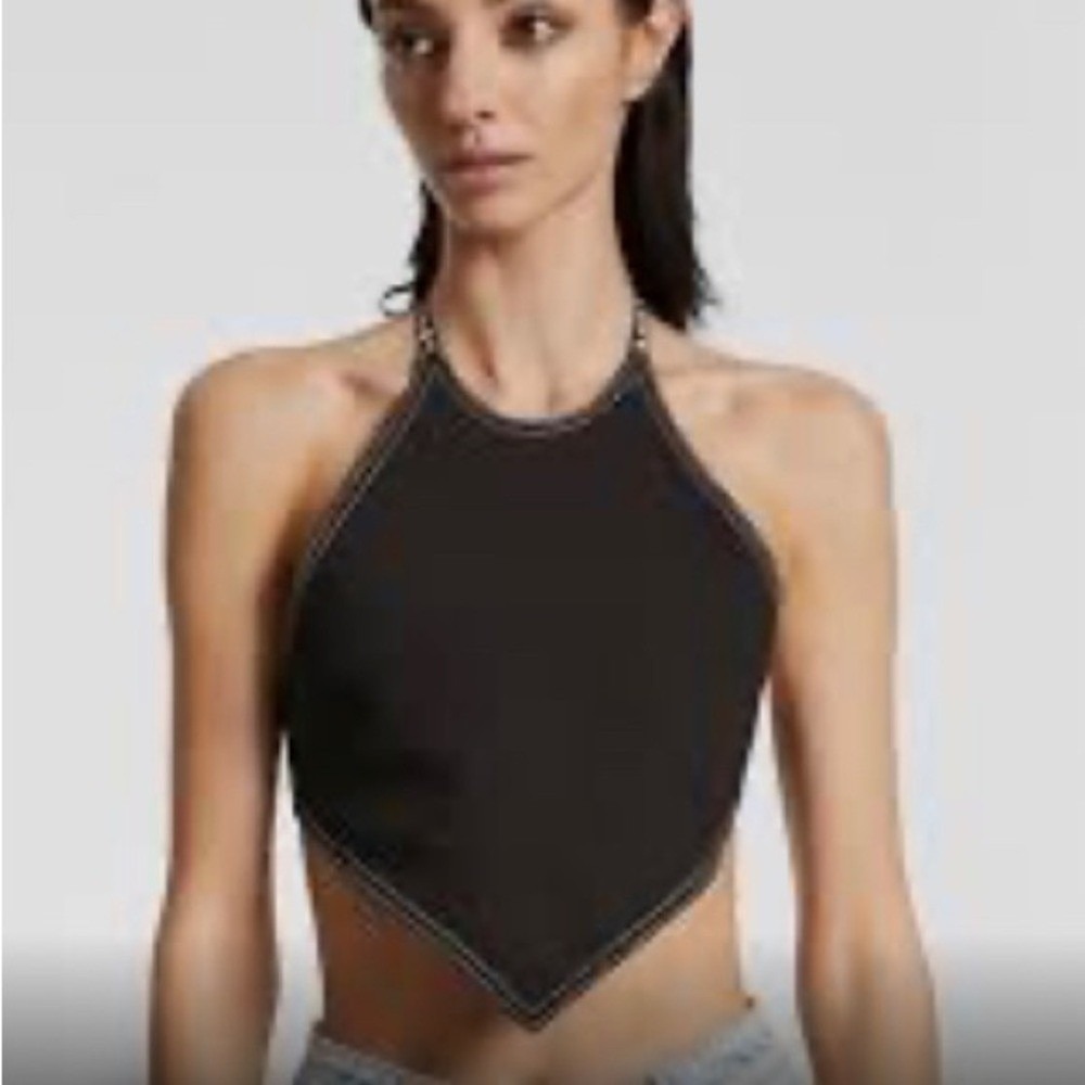 NWT Ksubi‎ Call me halter top Cropped Black Size large